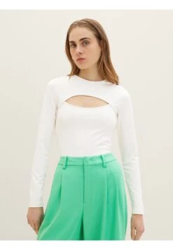 TOM TAILOR Denim Langarmshirt Mit Cut OutMaglietta A Manica LungaGardenia White Donna T-shirt E Top TO721D136-A11
