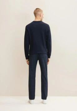 TOM TAILOR Denim Structured Chinos With BeltChinoDark Navy Check Uomo Pantaloni TO722E055-K17 -Tom Tailor 919f43e1a984430798e77eee7be9efea