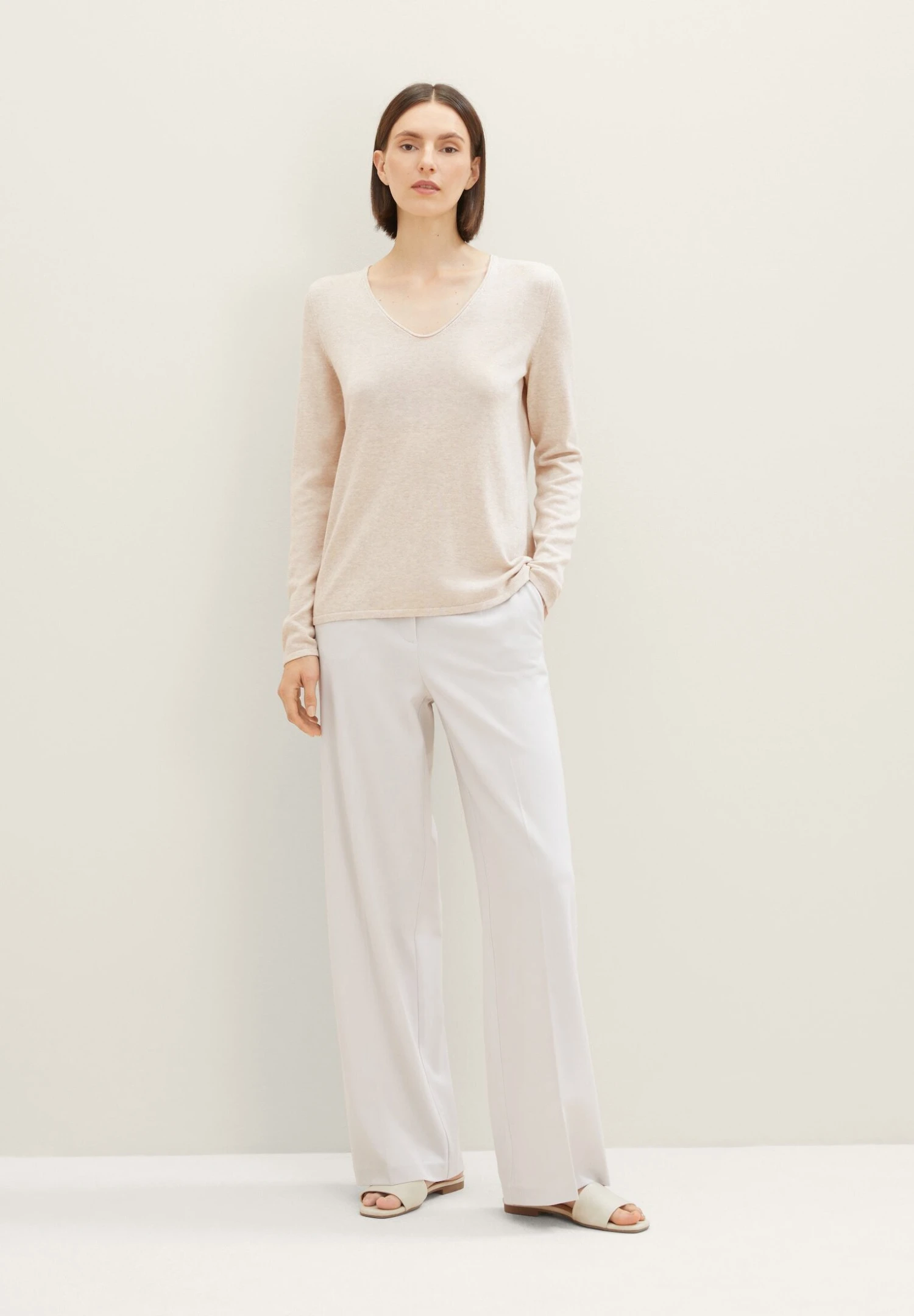 Tom Tailor Basic V NeckMaglioneDesert Sand Melange Donna Maglieria TO221I0GG-B11 4 Tom Tailor Basic V NeckMaglioneDesert Sand Melange Donna Maglieria TO221I0GG-B11 - immagine 2