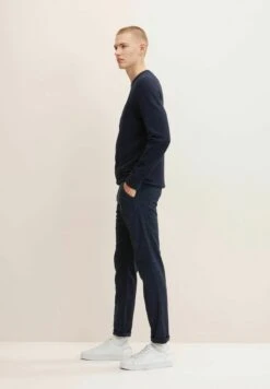 TOM TAILOR Denim Structured Chinos With BeltChinoDark Navy Check Uomo Pantaloni TO722E055-K17 -Tom Tailor 96204e4a14da4f78873a273e71da6d04