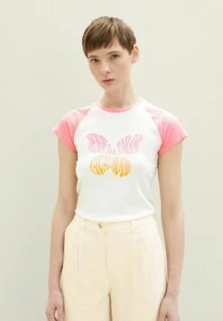 TOM TAILOR Denim Mit PrintT-Shirt Con StampaGardenia White Donna T-shirt E Top TO721D13M-A11