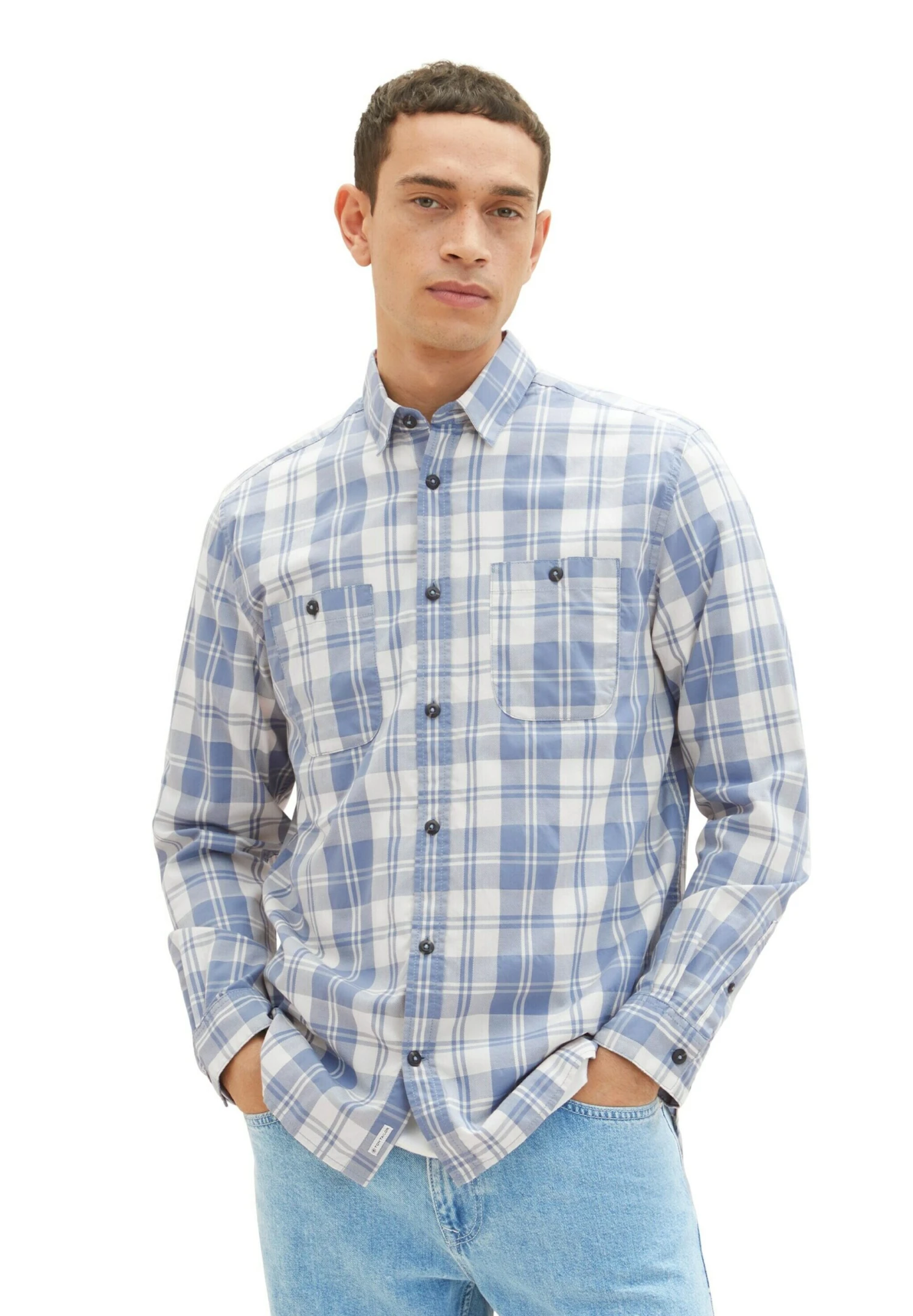 Tom Tailor Mit KaromusterCamiciaOff White Blue Check Uomo Camicie TO222D0ZS-K12 4 Tom Tailor Mit KaromusterCamiciaOff White Blue Check Uomo Camicie TO222D0ZS-K12 - immagine 2