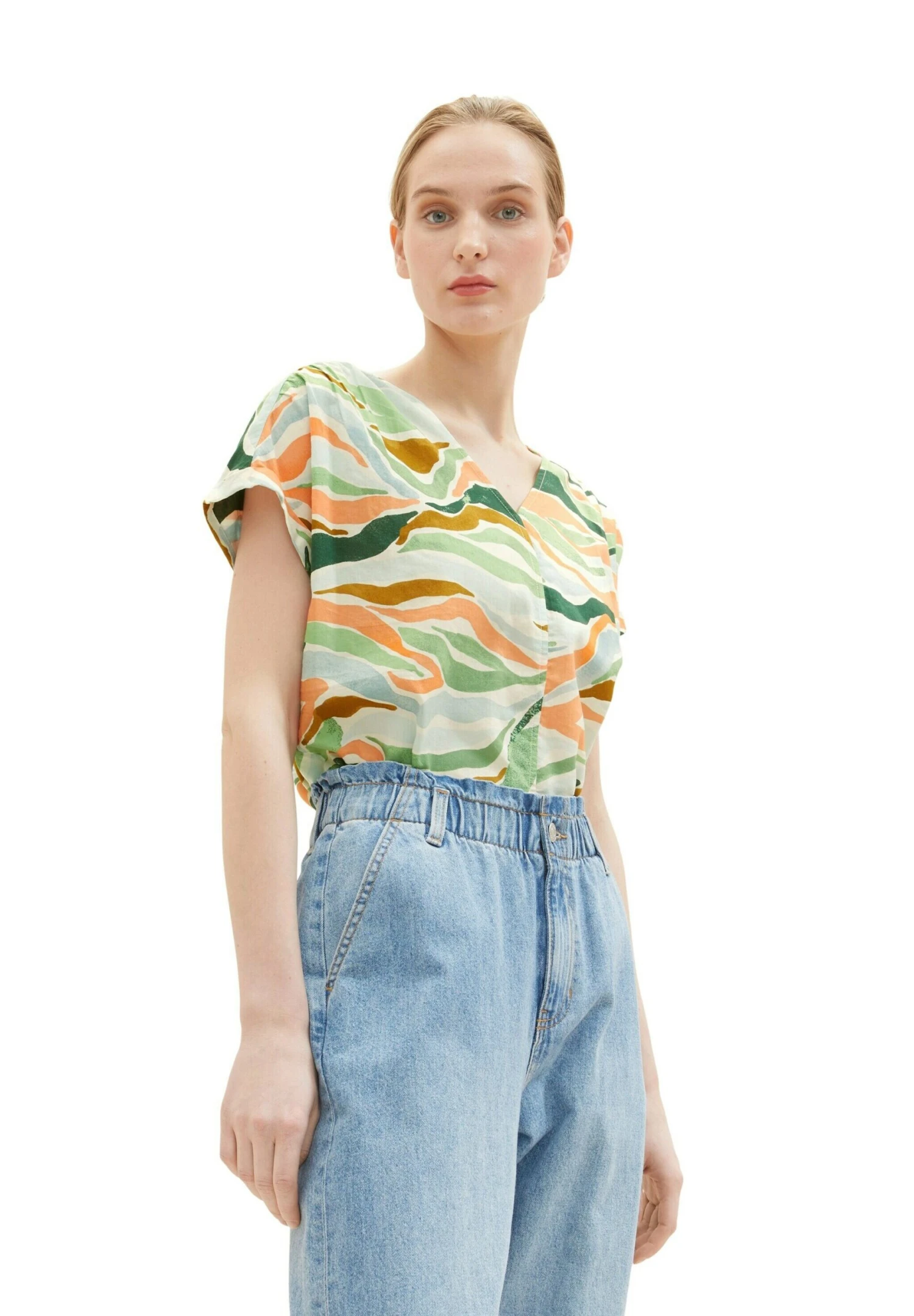 Tom Tailor Gemusterte KurzarmCamicettaColorful Wavy Design Donna Camicie E Bluse TO221E15T-E11 6 Tom Tailor Gemusterte KurzarmCamicettaColorful Wavy Design Donna Camicie E Bluse TO221E15T-E11 - immagine 4