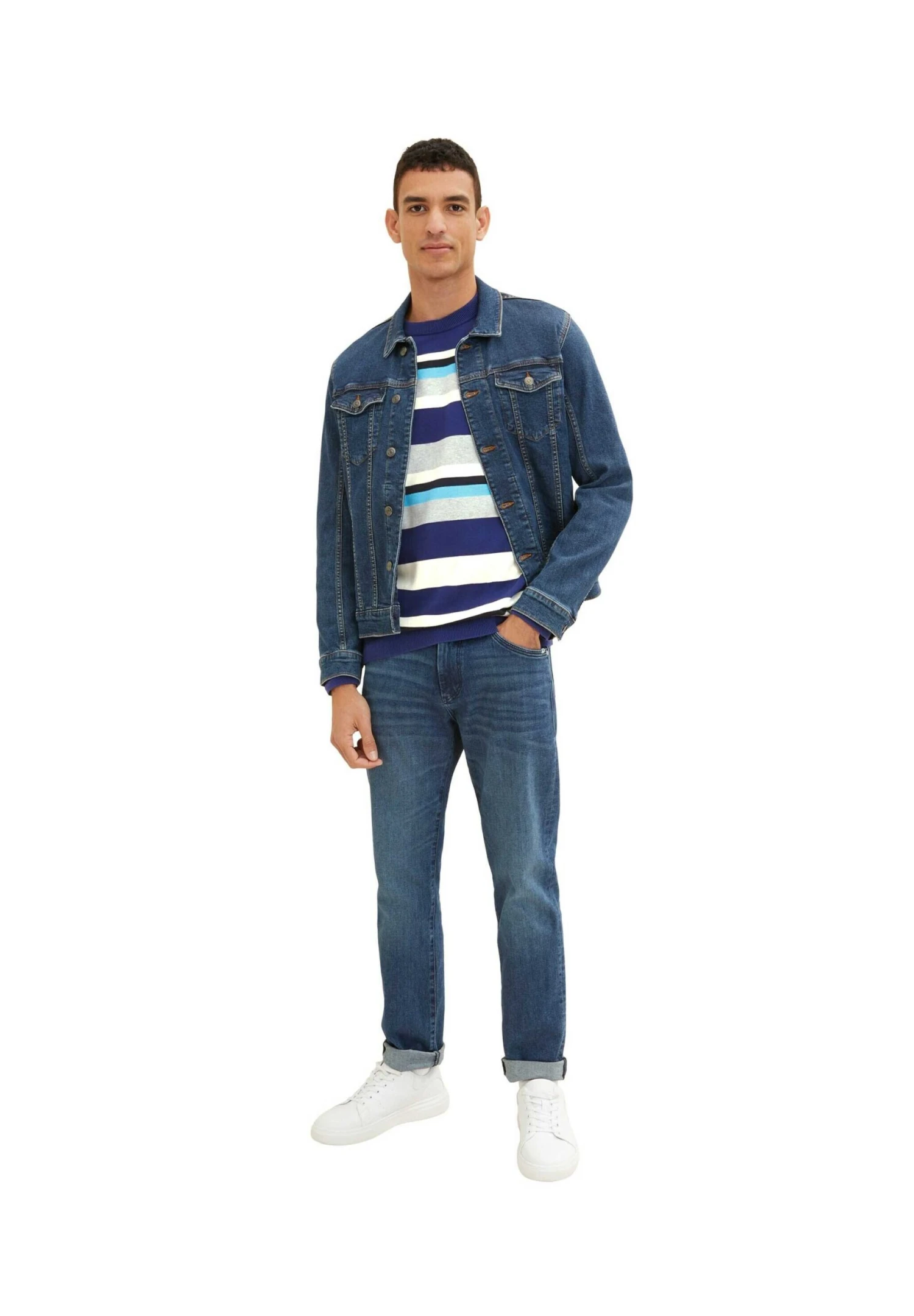 Tom Tailor Mit StreifenmusterMaglioneDark Blue Multicolor Stripe Uomo Maglieria TO222Q0QQ-K11 3 Tom Tailor Mit StreifenmusterMaglioneDark Blue Multicolor Stripe Uomo Maglieria TO222Q0QQ-K11