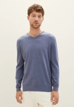 Tom Tailor Basic V Neck- Maglione - Vintage Indigo Blue Melange