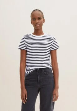 TOM TAILOR Denim Striped TeeT-Shirt Con StampaWhite Black Stripe Donna T-shirt E Top TO721D12Q-Q11