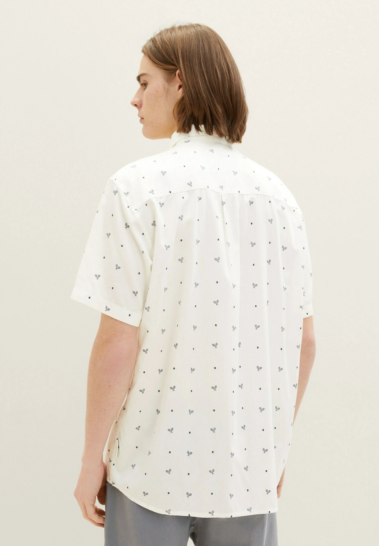 TOM TAILOR Denim Gemustertes - Camicia - White Navy Tennis Print 5 TOM TAILOR Denim Gemustertes - Camicia - White Navy Tennis Print - immagine 3