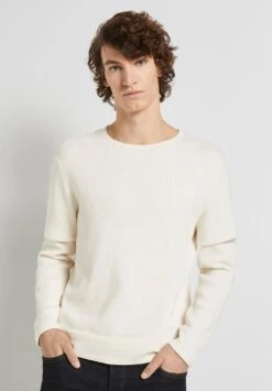 TOM TAILOR Denim Zigzag Structured CrewneckMaglioneOat Milk Melange Uomo Maglieria TO722Q080-A11