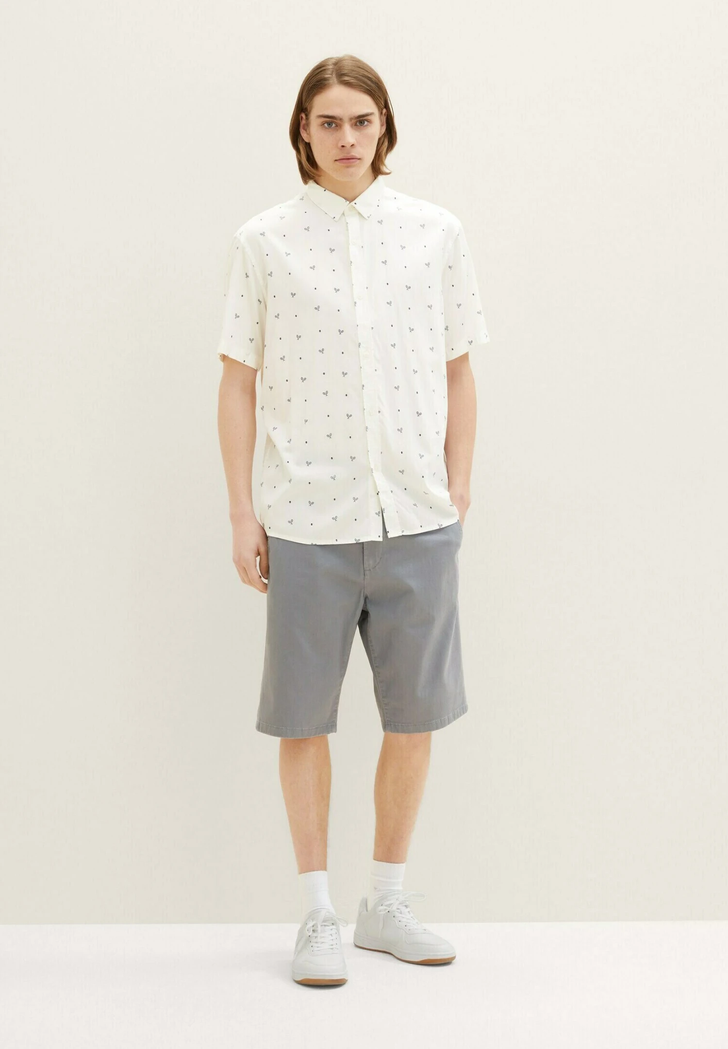 TOM TAILOR Denim Gemustertes - Camicia - White Navy Tennis Print 4 TOM TAILOR Denim Gemustertes - Camicia - White Navy Tennis Print - immagine 2