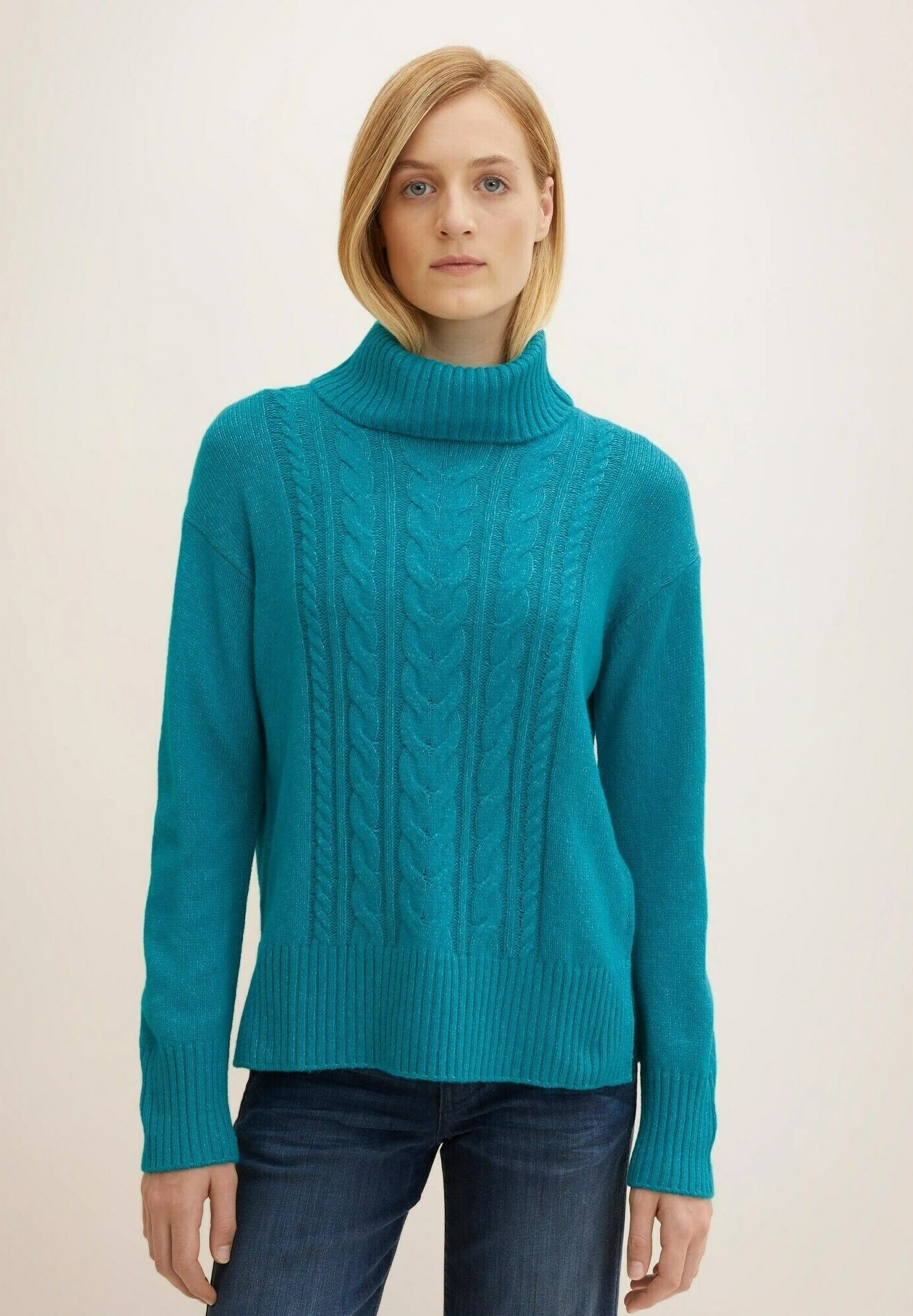 Tom Tailor MaglioneTeal Blue Melange Donna Maglieria TO221I0SK-P11 3 Tom Tailor MaglioneTeal Blue Melange Donna Maglieria TO221I0SK-P11