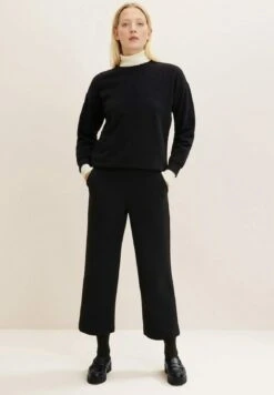Tom Tailor Loose Fit PantaloniDeep Black Donna Pantaloni TO221A0HU-Q11 -Tom Tailor cd8c145ba3fc47c3a2b1ebe79bc80d25