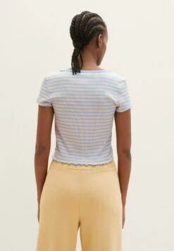 TOM TAILOR Denim CroppedT-Shirt Con StampaMid Blue Sand Stripe Donna T-shirt E Top TO721D13L-B11 -Tom Tailor cf20511a9e804f8f951428ee1d79ab4f