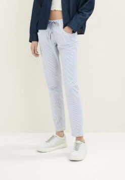 Tom Tailor Tapered - Pantaloni - Blue Stripe Pants