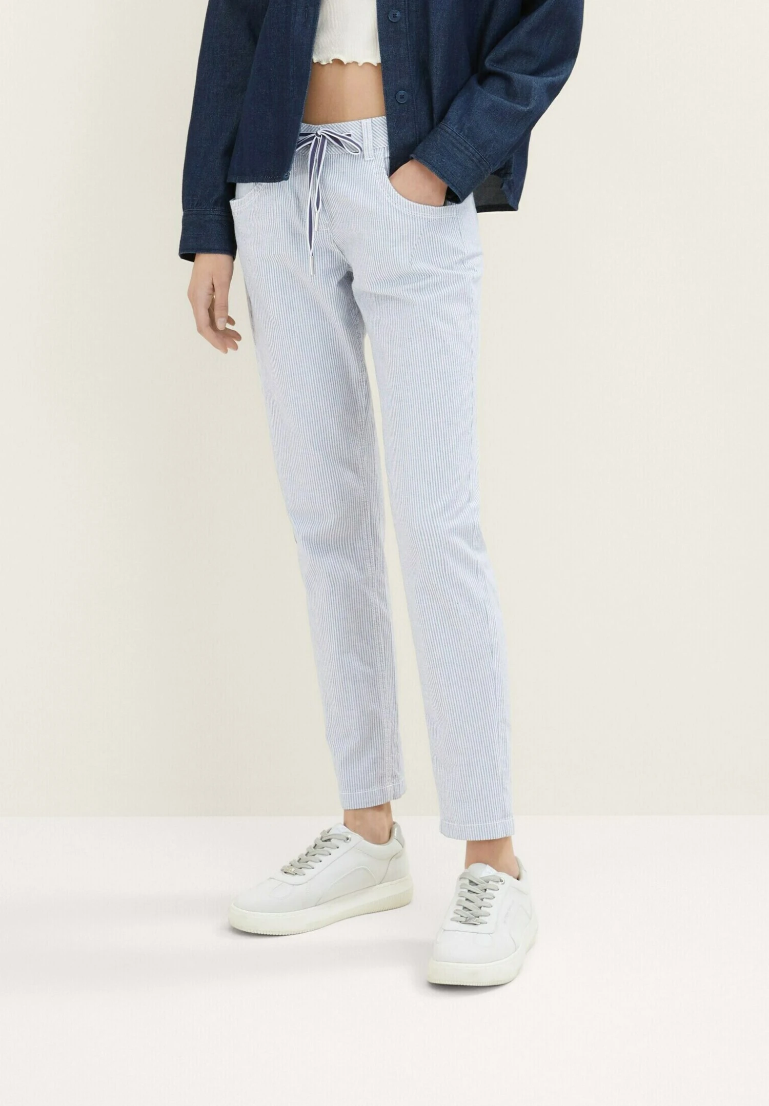 Tom Tailor Tapered - Pantaloni - Blue Stripe Pants 3 Tom Tailor Tapered - Pantaloni - Blue Stripe Pants