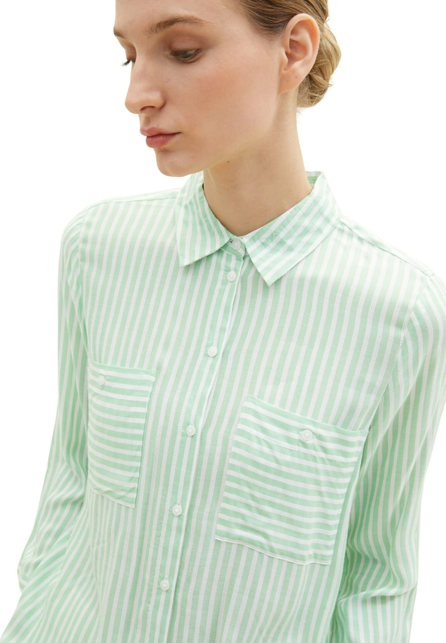 Tom Tailor CamiciaGreen White Stripe Woven Donna Camicie E Bluse TO221E15R-M11 7 Tom Tailor CamiciaGreen White Stripe Woven Donna Camicie E Bluse TO221E15R-M11 - immagine 5