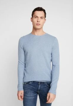 TOM TAILOR Denim Zigzag Structured CrewneckMaglioneSoft Light Blue Melange Uomo Maglieria TO722Q080-K12