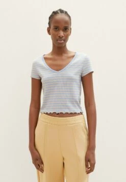 TOM TAILOR Denim CroppedT-Shirt Con StampaMid Blue Sand Stripe Donna T-shirt E Top TO721D13L-B11