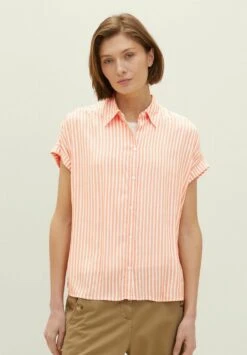 Tom Tailor GestreifteCamiciaOrange White Stripe Woven Donna Camicie E Bluse TO221E15V-H11