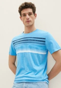 Tom Tailor Mit PrintT-Shirt Con StampaRainy Sky Blue Uomo T-shirt E Polo TO222O1B7-K11
