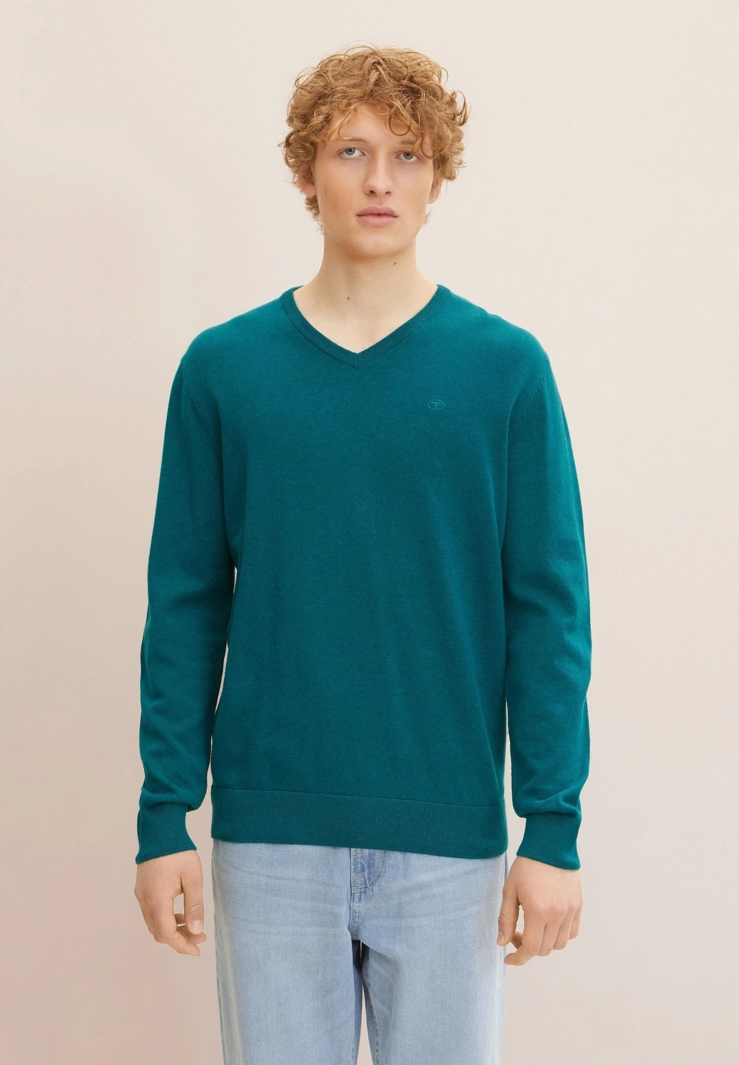 Tom Tailor Basic V Neck MaglioneLight Rough Green Melange Uomo Maglieria TO222Q0L0-P12 3 Tom Tailor Basic V Neck MaglioneLight Rough Green Melange Uomo Maglieria TO222Q0L0-P12