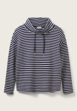 Tom Tailor StructureFelpaNavy Offwhite Stripe Donna Felpe TO221J071-Q11 -Tom Tailor eba7b16950114f589e9e7feb958f5b1e