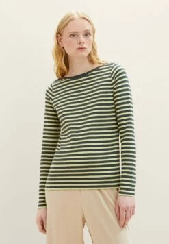 TOM TAILOR Denim Striped LongsleeveMaglietta A Manica LungaTonal Green Stripe Donna T-shirt E Top TO721D0V4-M15