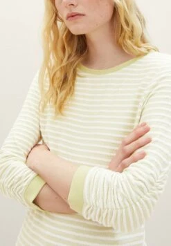 TOM TAILOR Denim Striped JacquardFelpaWhite Green Structured Stripe Donna Felpe TO721J0D4-M11 -Tom Tailor f210a85eb68743f58572691c16b6c97c