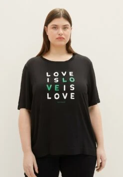 Tom Tailor Plus Mit Print T-Shirt Con StampaDeep Black Donna T-shirt E Top TO221D1HF-Q11