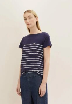 Tom Tailor Mit U-Boot-AusschnittT-Shirt Con StampaAtlantic Ocean Blue Donna T-shirt E Top TO221D1K1-K11