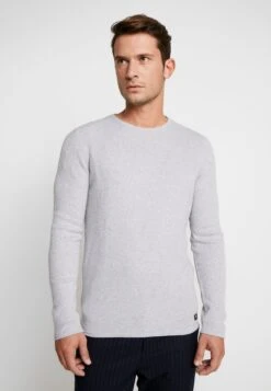 TOM TAILOR Denim Zigzag Structured CrewneckMaglioneLava Stone Grey Melange Uomo Maglieria TO722Q080-C11