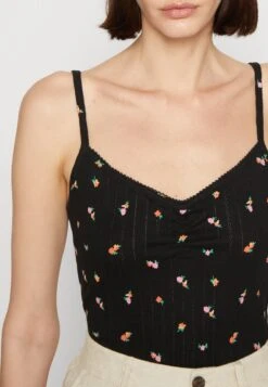 TOM TAILOR Denim Pointelle - Top - Black -Tom Tailor fea46b95852a413a910c2a7f01713aed